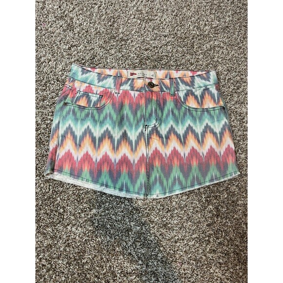 colors Dresses & Skirts - Colors Skirt Womens 42 Multicolor Denim Geometric Mini Pockets Summer Casual